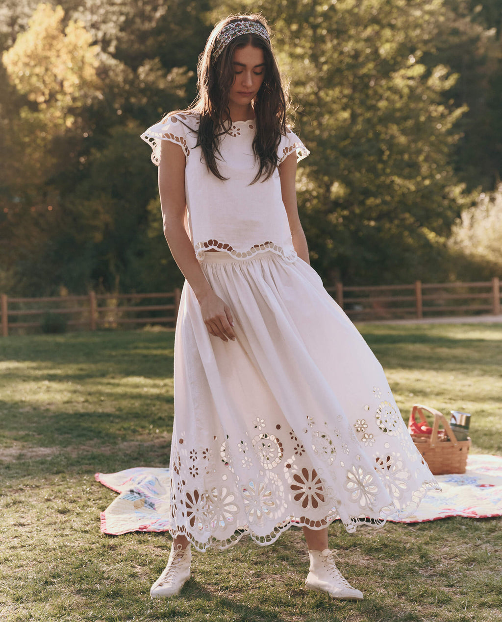 The Super Bloom Eyelet Skirt. -- White