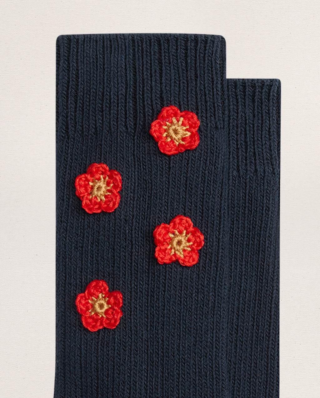 The Crochet Flower Sock (4 Flowers). -- Navy