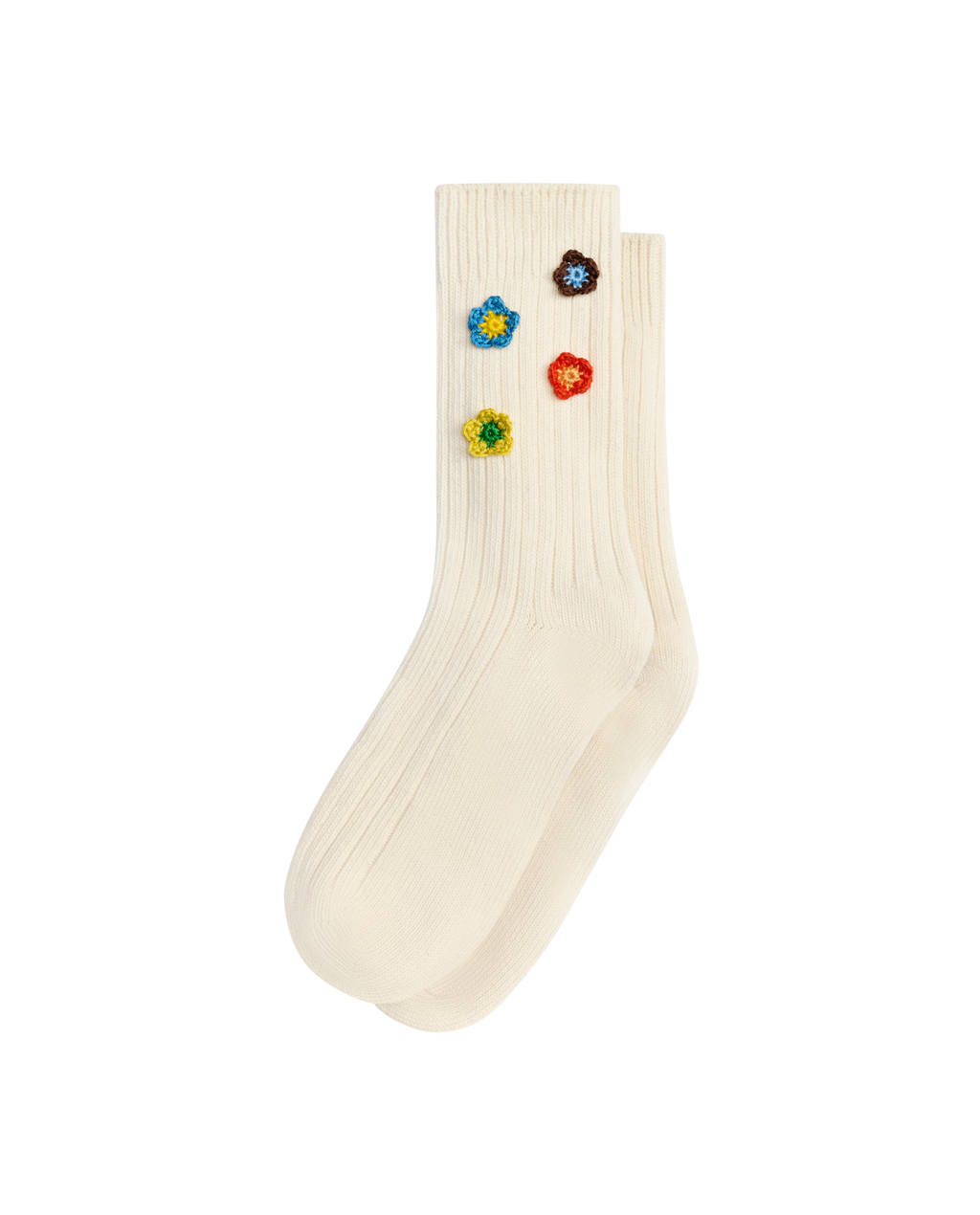 The Crochet Flower Sock (4 Flowers). -- Cream