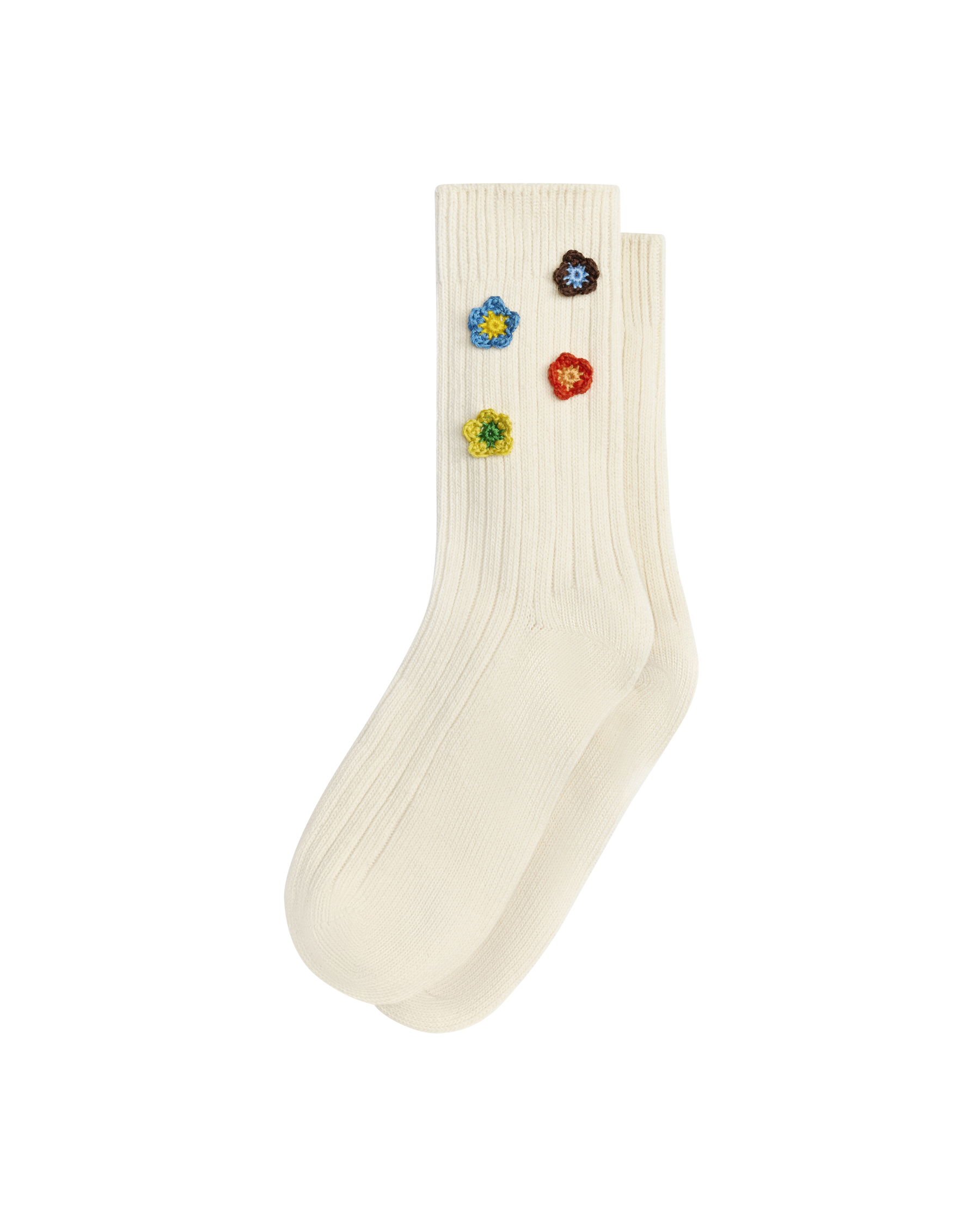 The Crochet Flower Sock (4 Flowers). -- Cream
