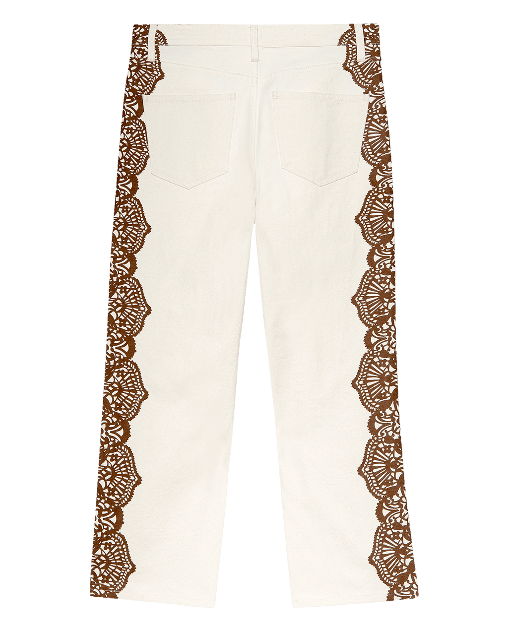 The Lace Print Wayne Jean. -- Cream with Brown