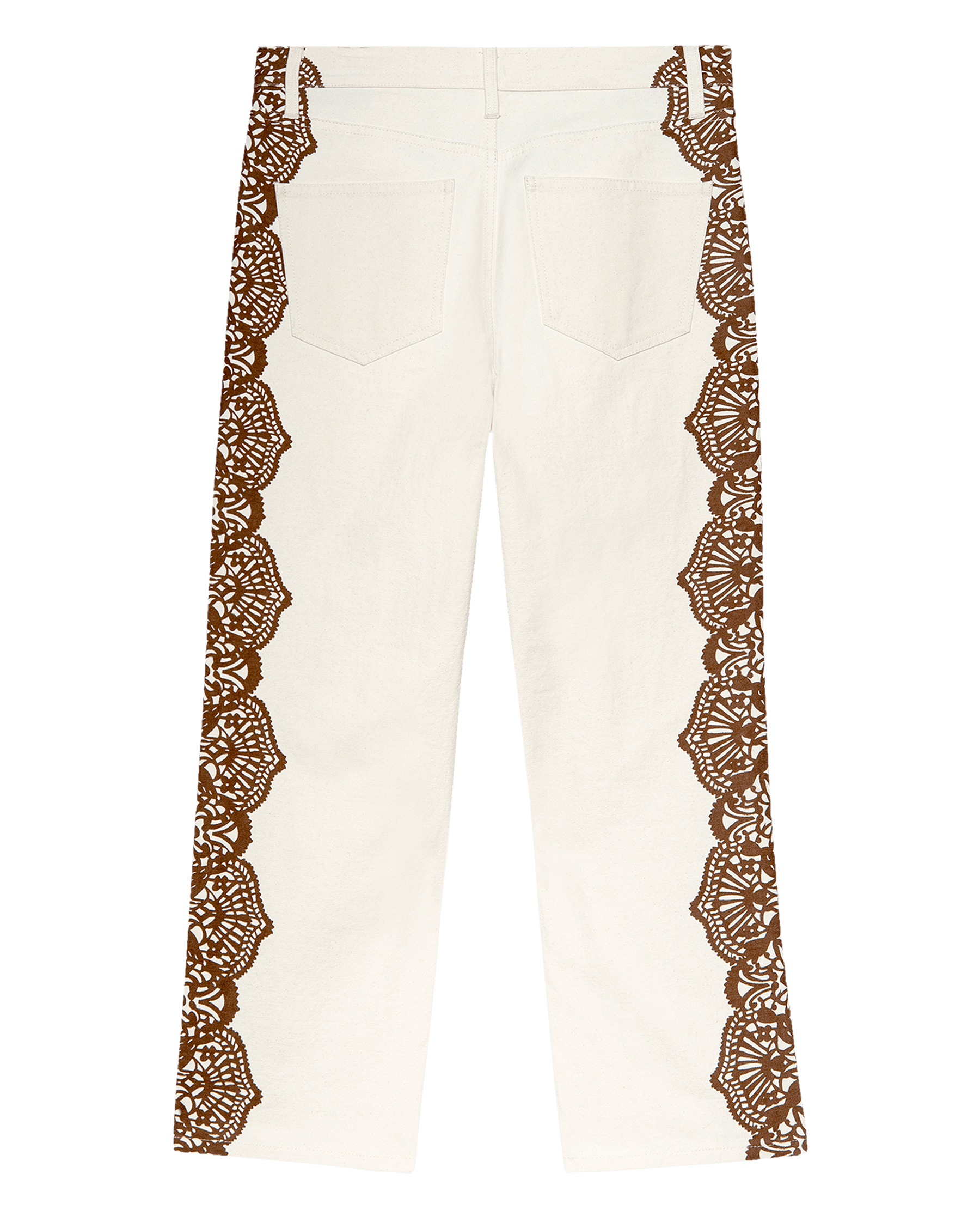 The Lace Print Wayne Jean. -- Cream with Brown