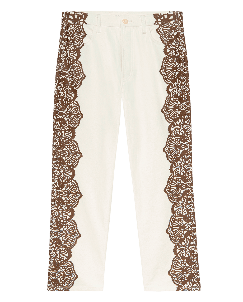 The Lace Print Wayne Jean. -- Cream with Brown