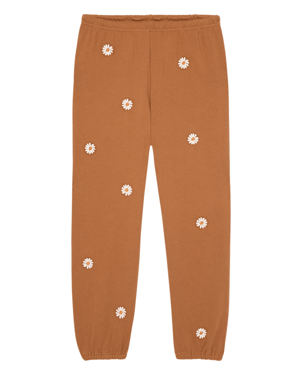 The Stadium Sweatpant W/ Floating Daisy Embroidery. -- Suntan