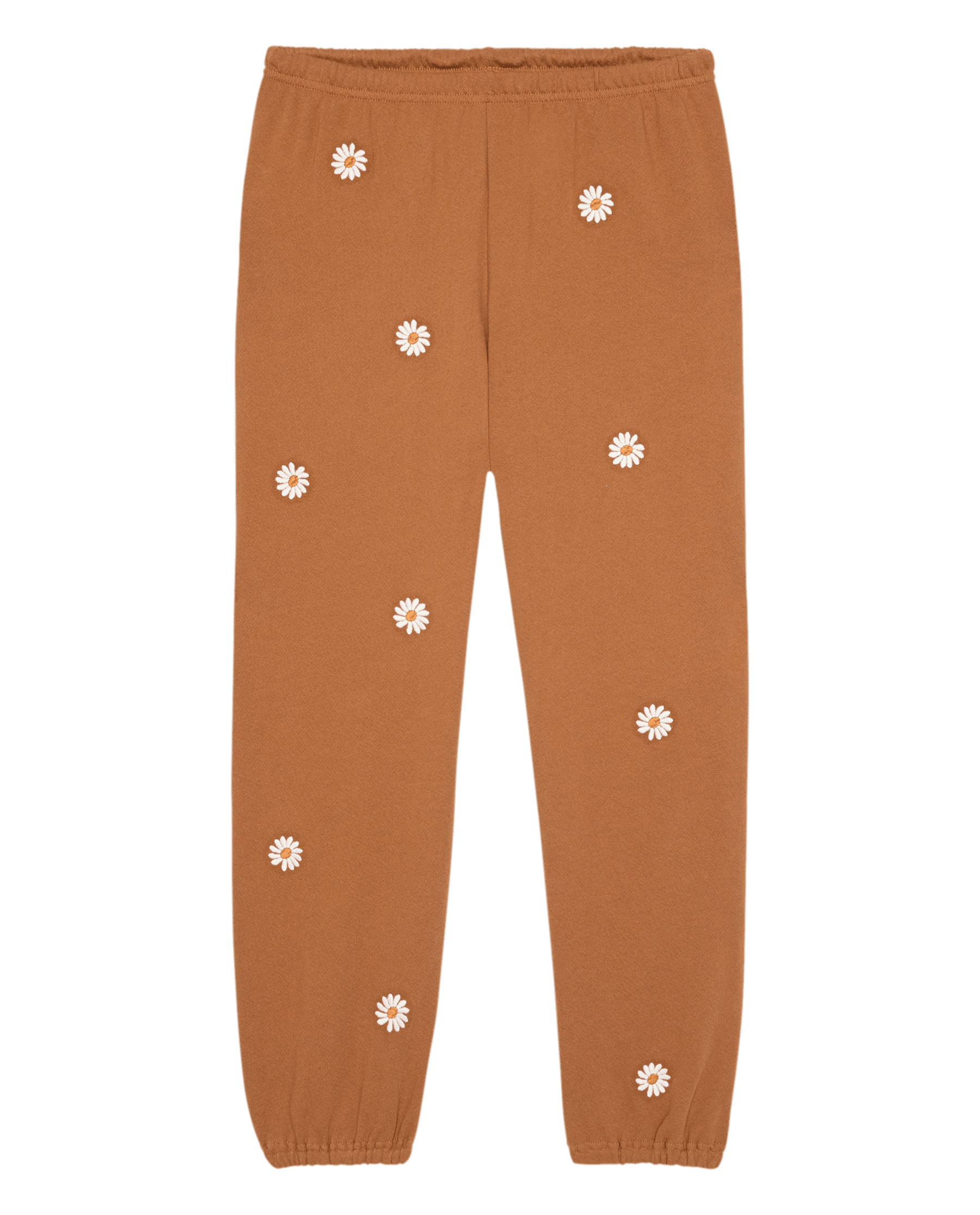 The Stadium Sweatpant W/ Floating Daisy Embroidery. -- Suntan