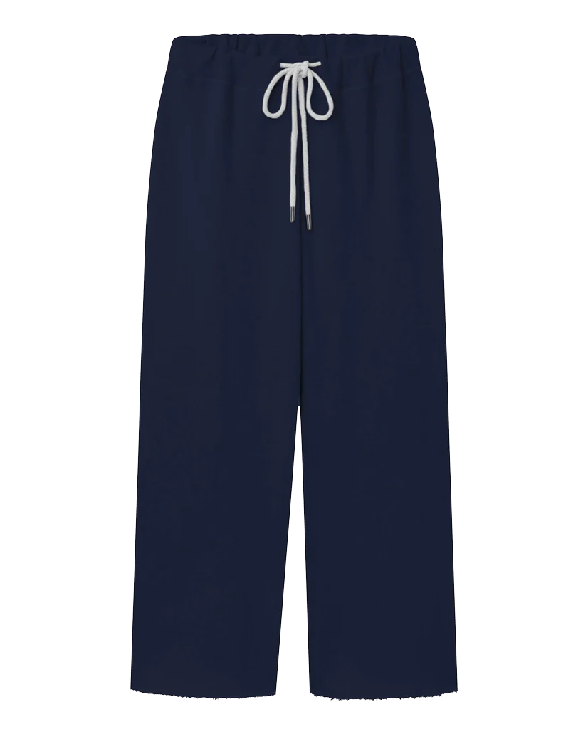 The Wide Leg Cropped Sweatpant. -- True Navy