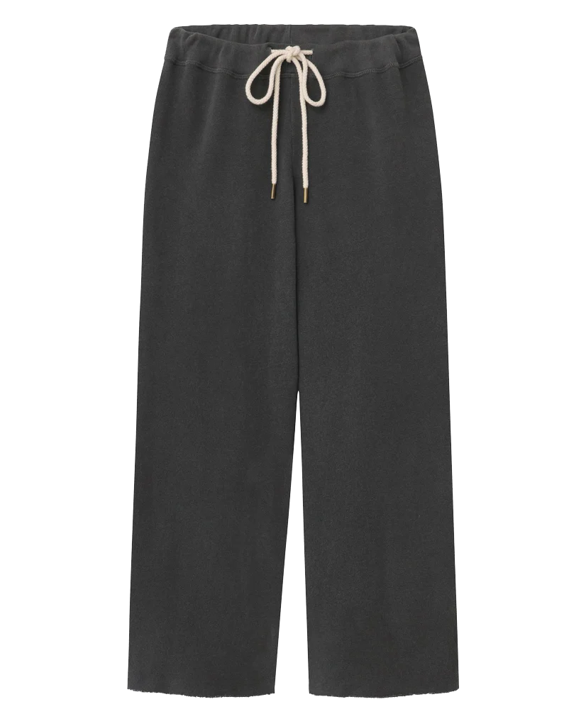 The Wide Leg Cropped Sweatpant. -- Washed Black