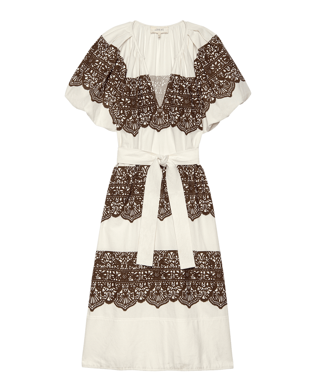 The Fairground Dress. -- Cream With Western Lace Print