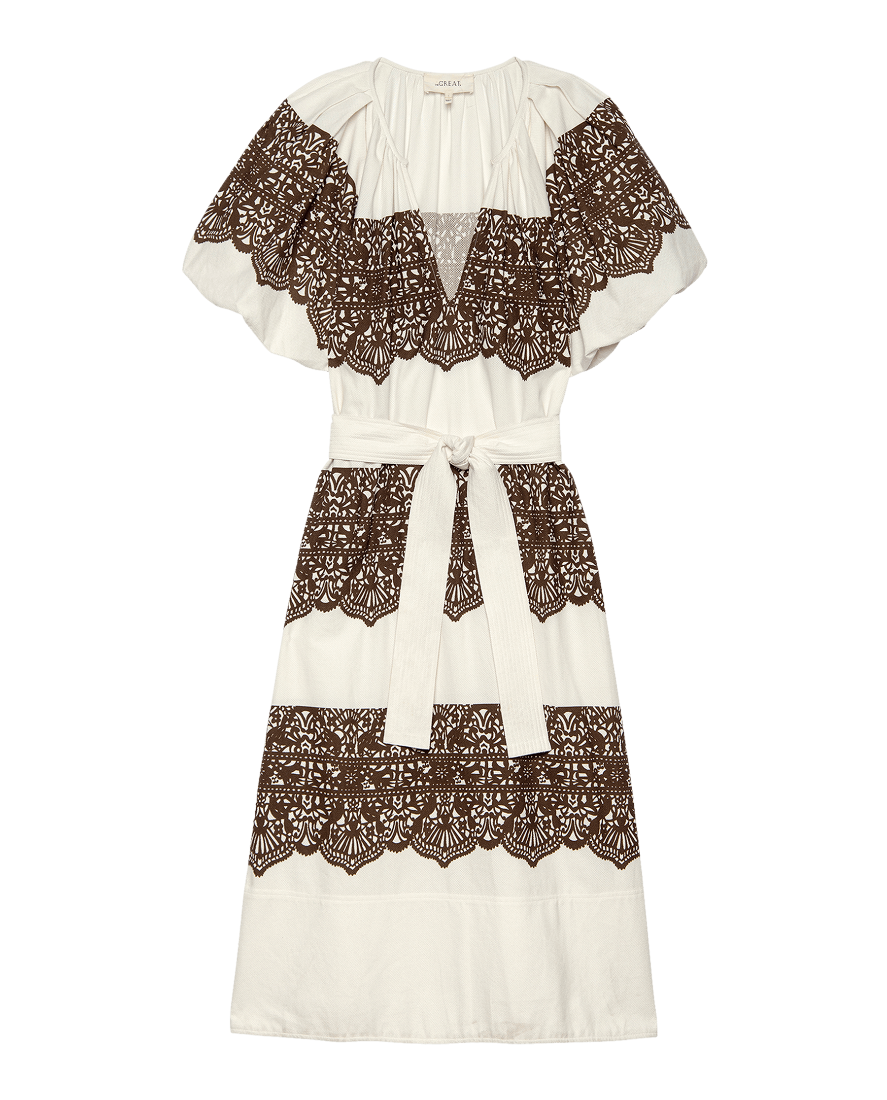 The Fairground Dress. -- Cream With Western Lace Print