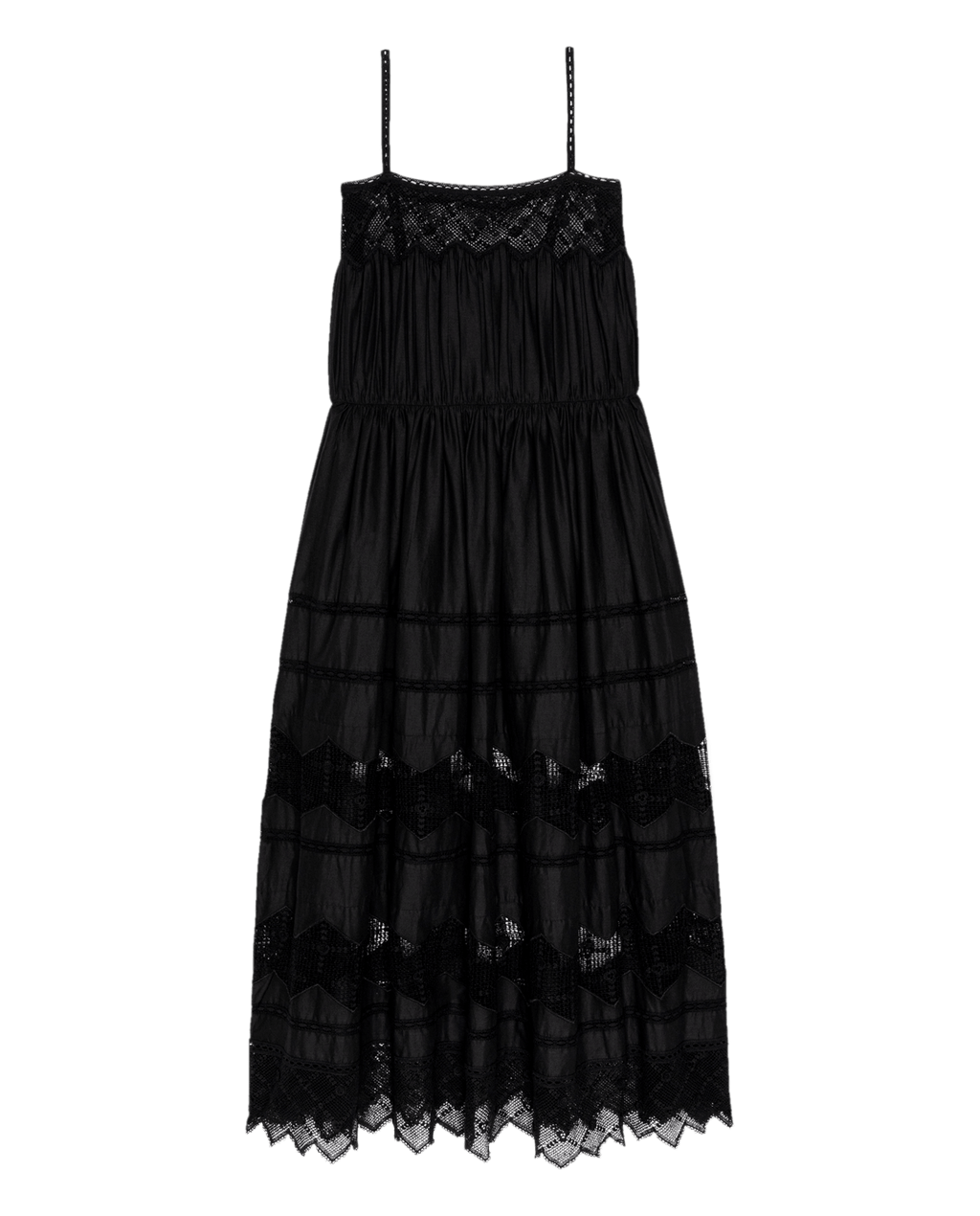 The Rosette Crochet Dress. -- Black