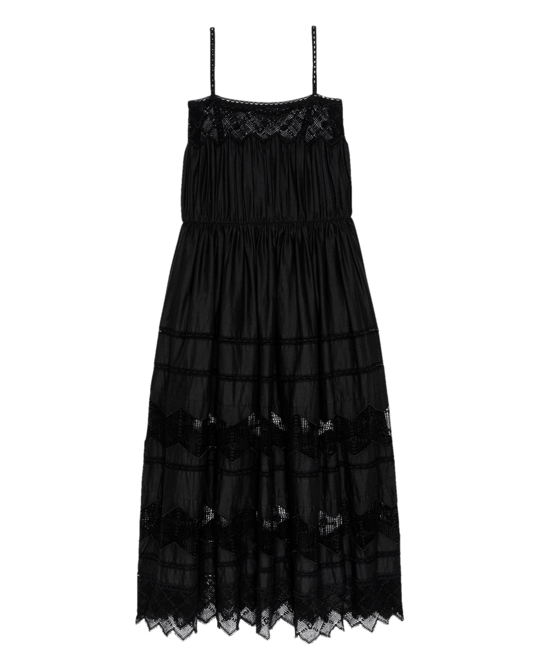 The Rosette Crochet Dress. -- Black