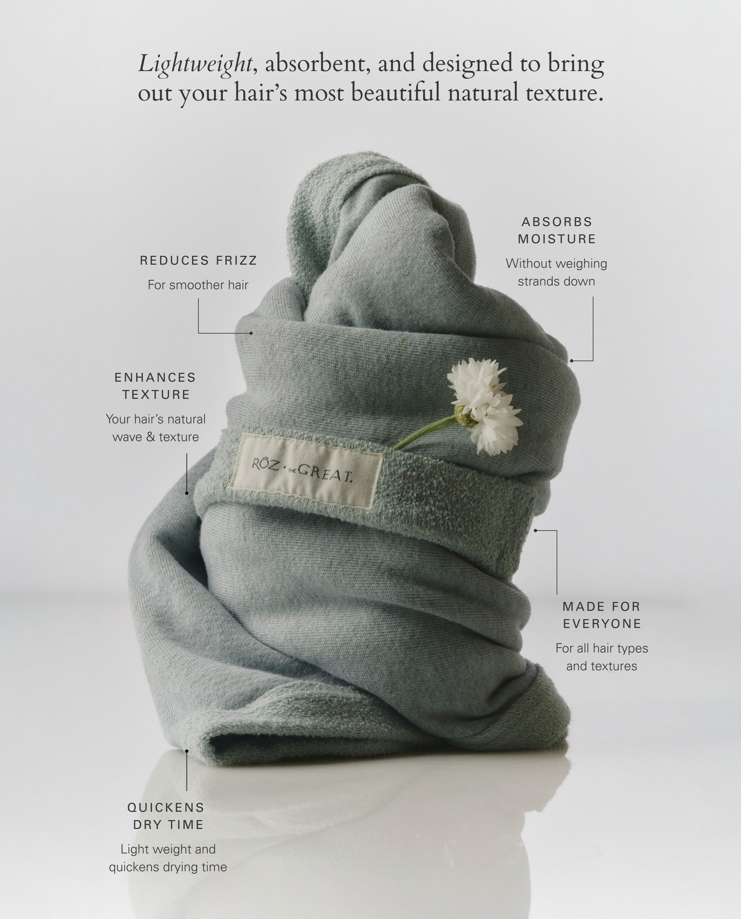 RŌZ +   The Sweatshirt Hair Towel. -- Seaglass