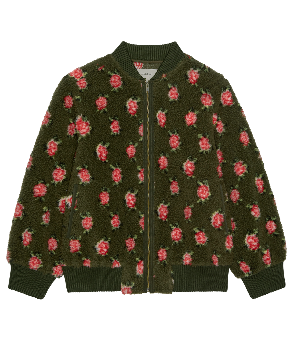 The Zip Front Plush Bomber. -- Woodland Green