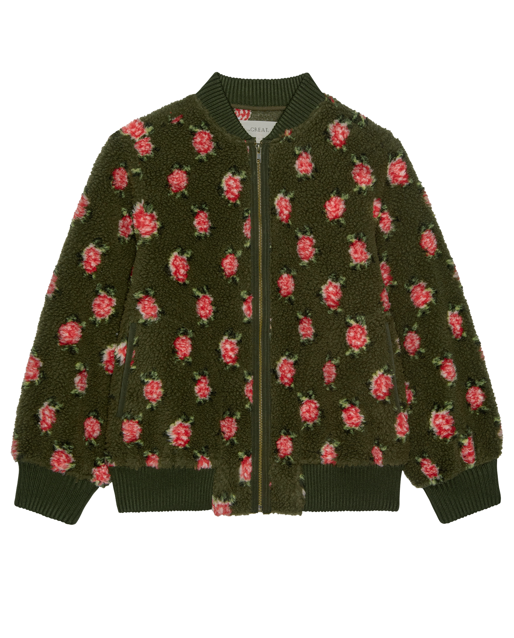 The Zip Front Plush Bomber. -- Woodland Green