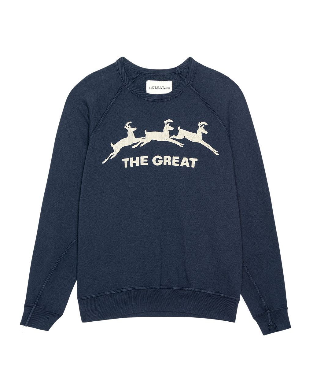 The Little College Sweatshirt. Graphic -- Navy with Deer Graphic