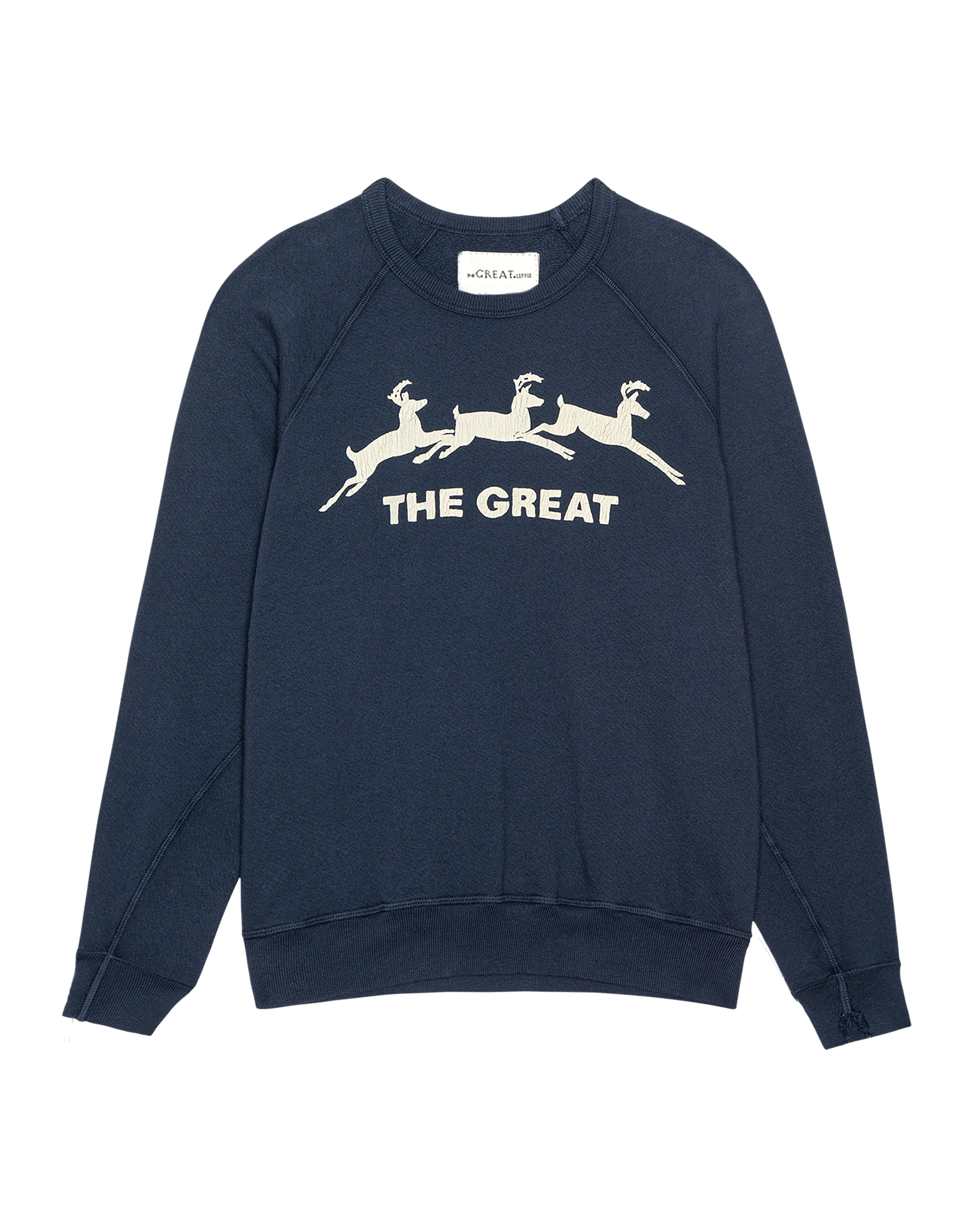 The Little College Sweatshirt. Graphic -- Navy with Deer Graphic