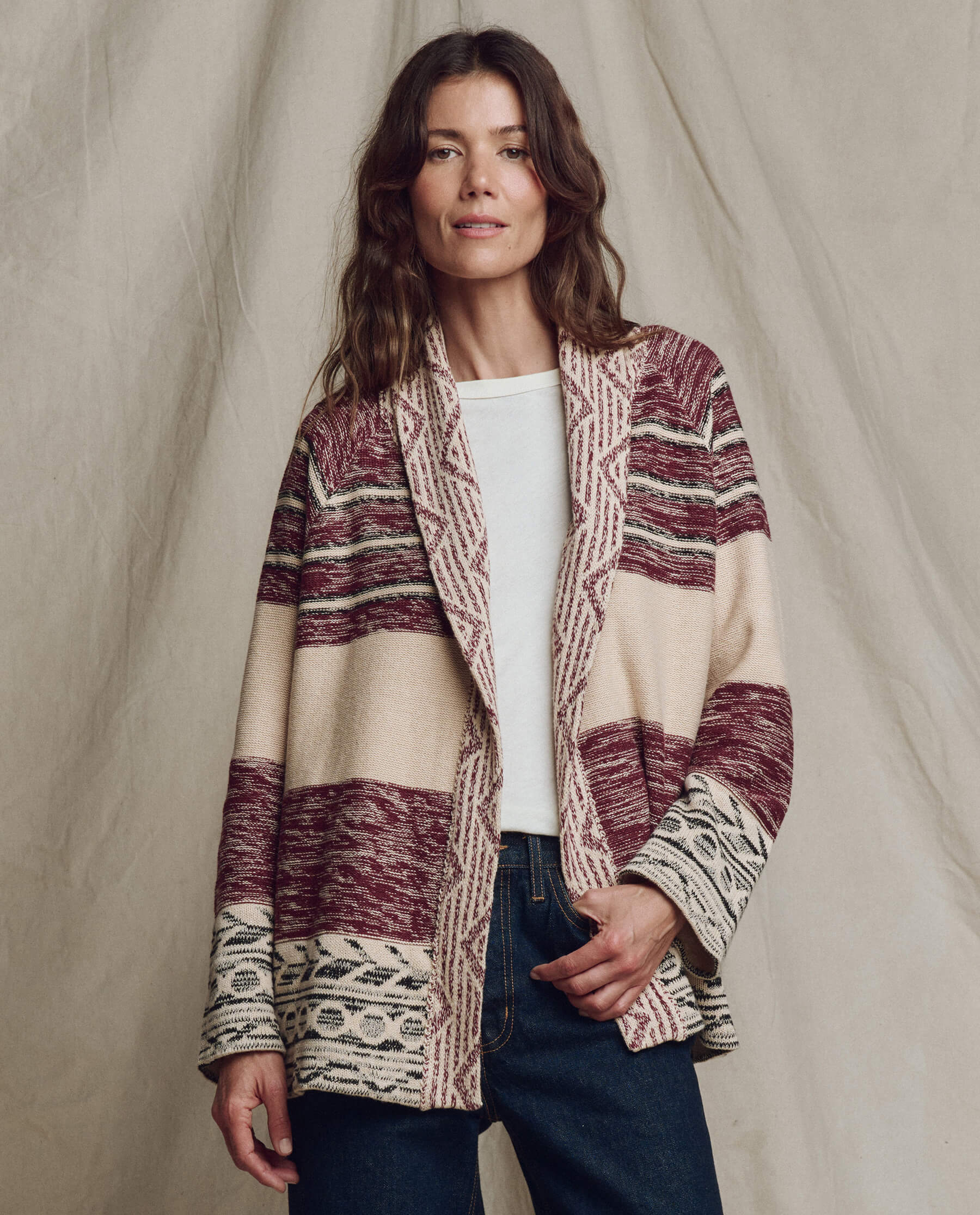 The Riding Cardigan. -- Rusted Red Multi