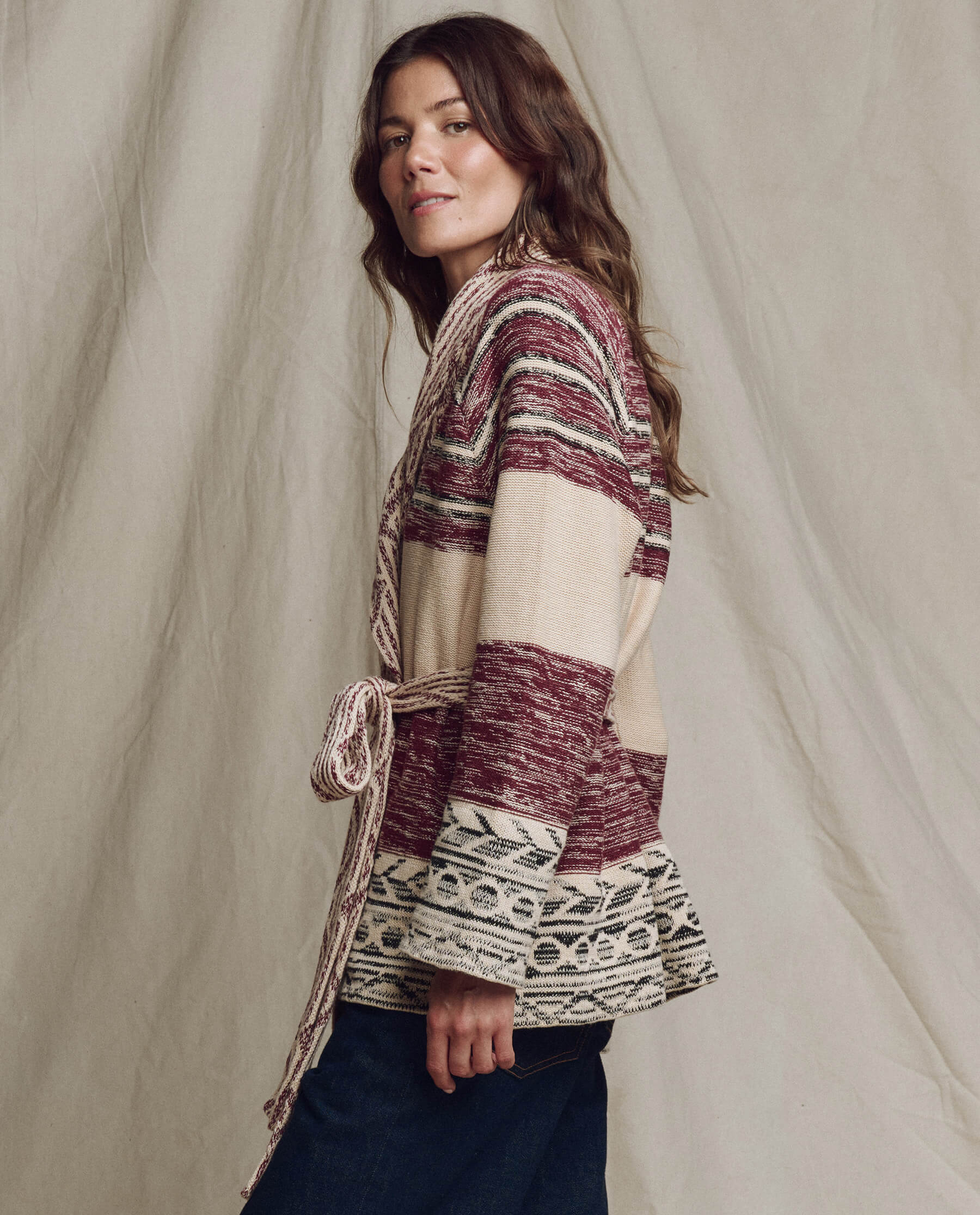 The Riding Cardigan. -- Rusted Red Multi