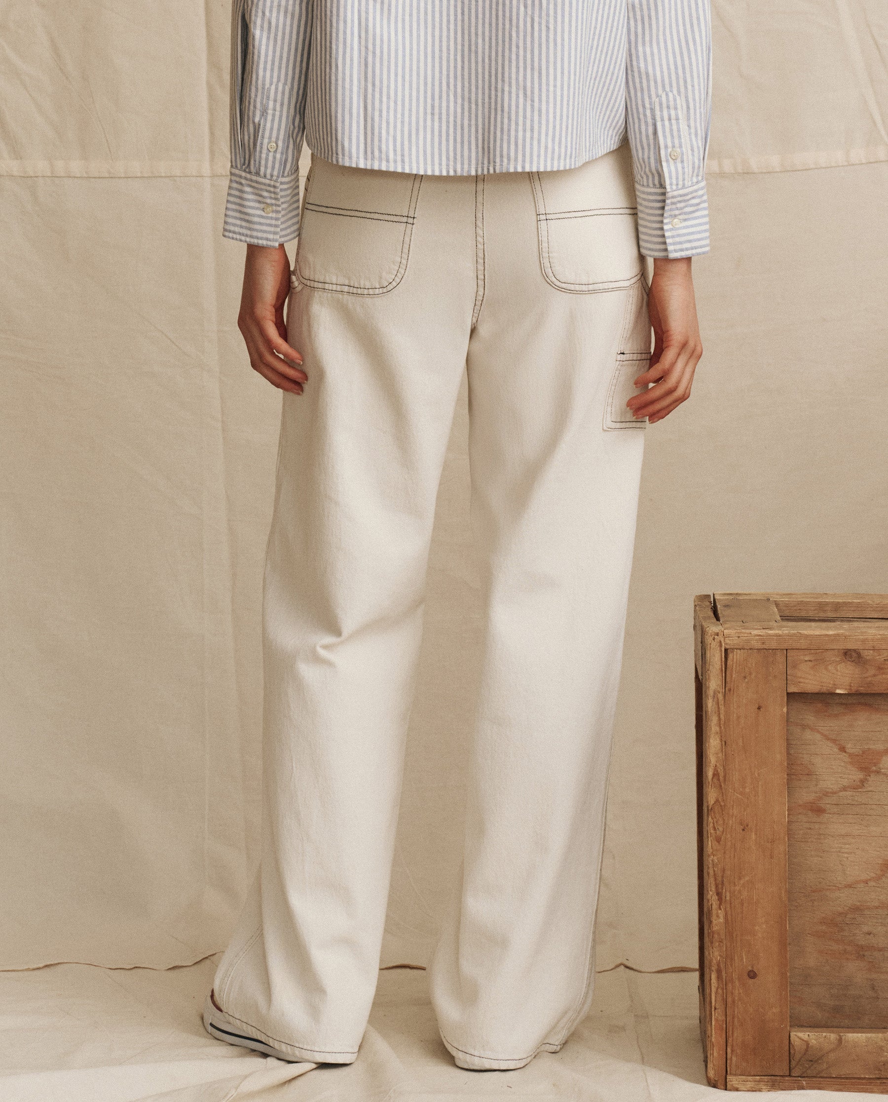 The Mill Jean. -- Natural with Navy Stitching