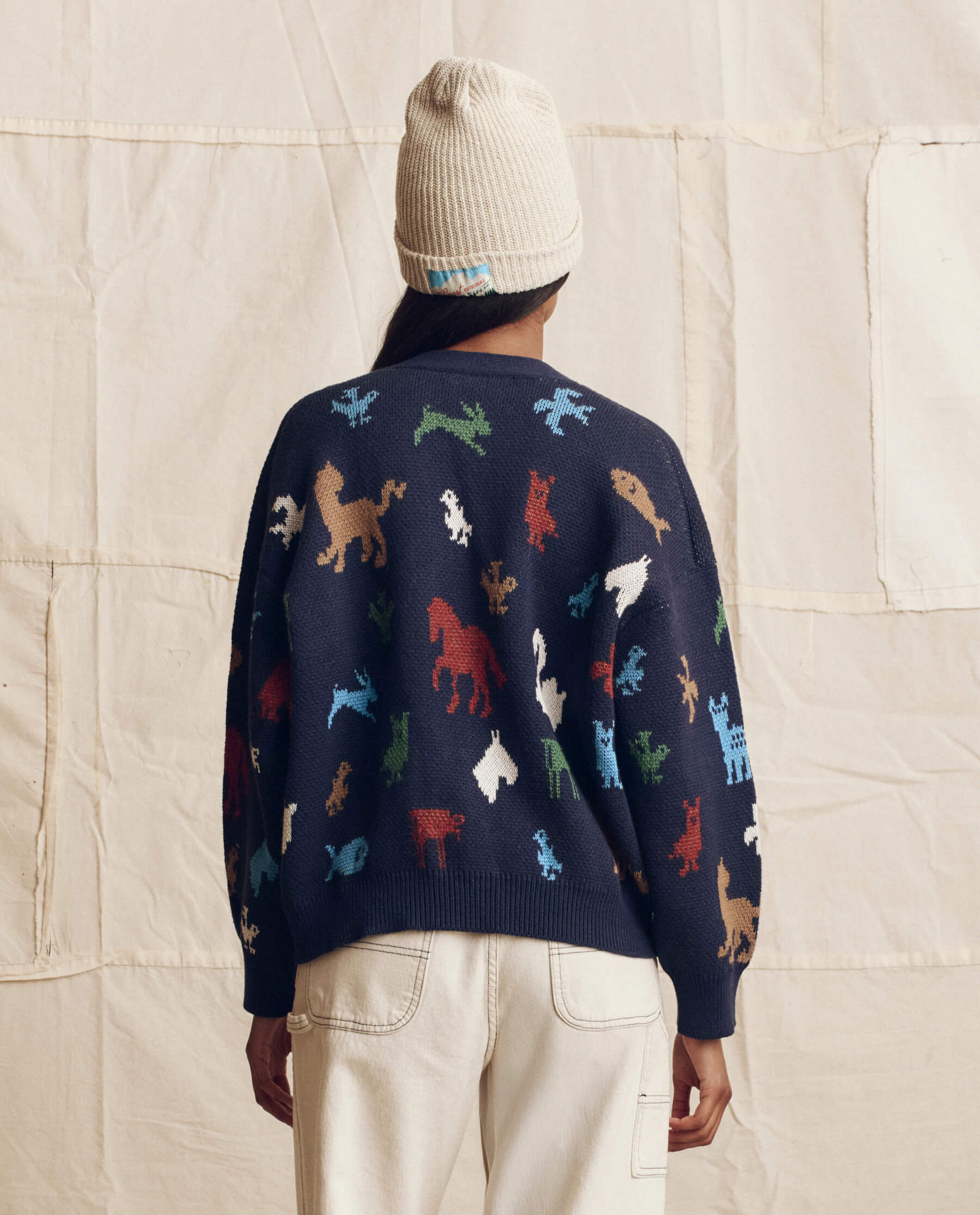 The Pictograph Slouch Cardigan. -- Navy