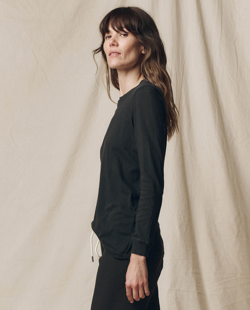 The Long Sleeve Slim Tee. Solid -- Almost Black