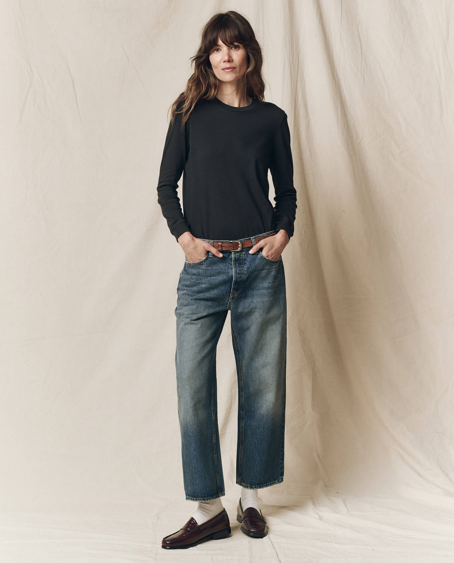 The Long Sleeve Slim Tee. Solid -- Almost Black