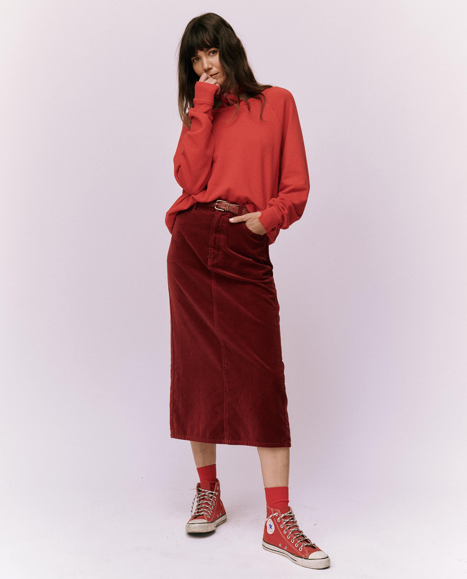 The Velvet Column Skirt. -- Bordeaux