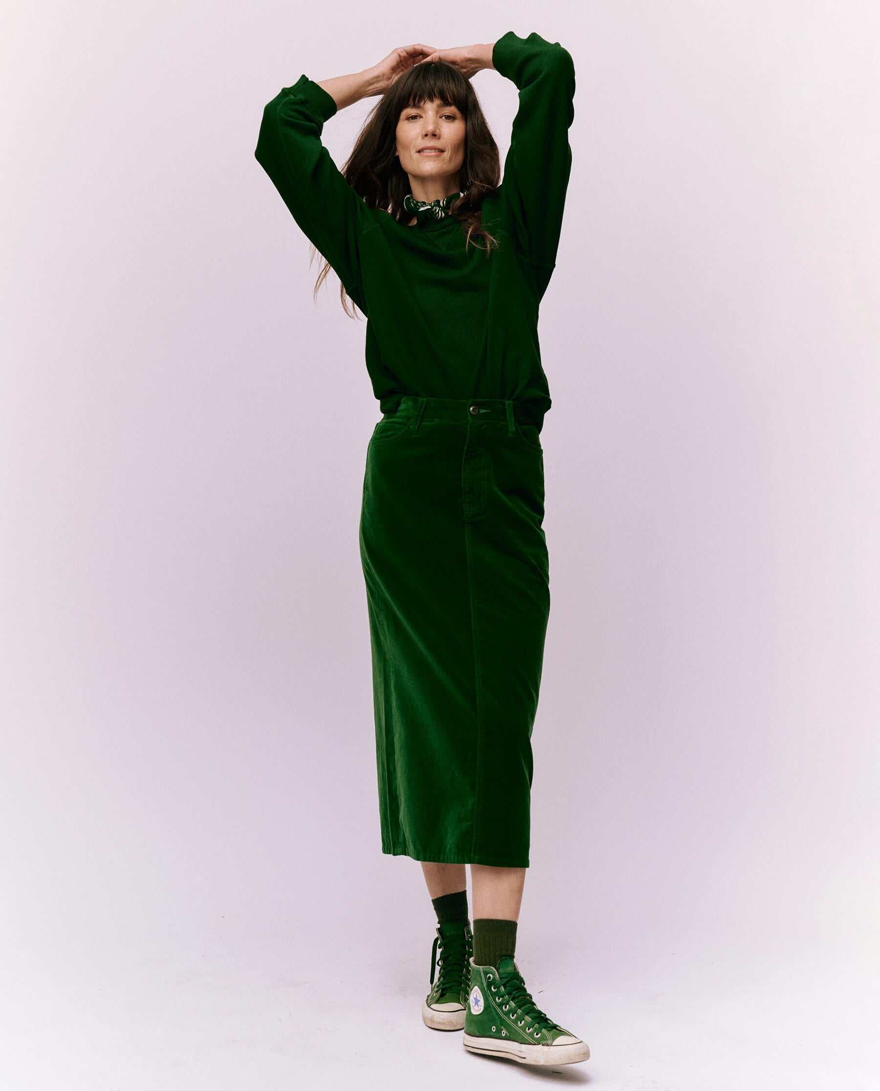The Velvet Column Skirt. -- Emerald