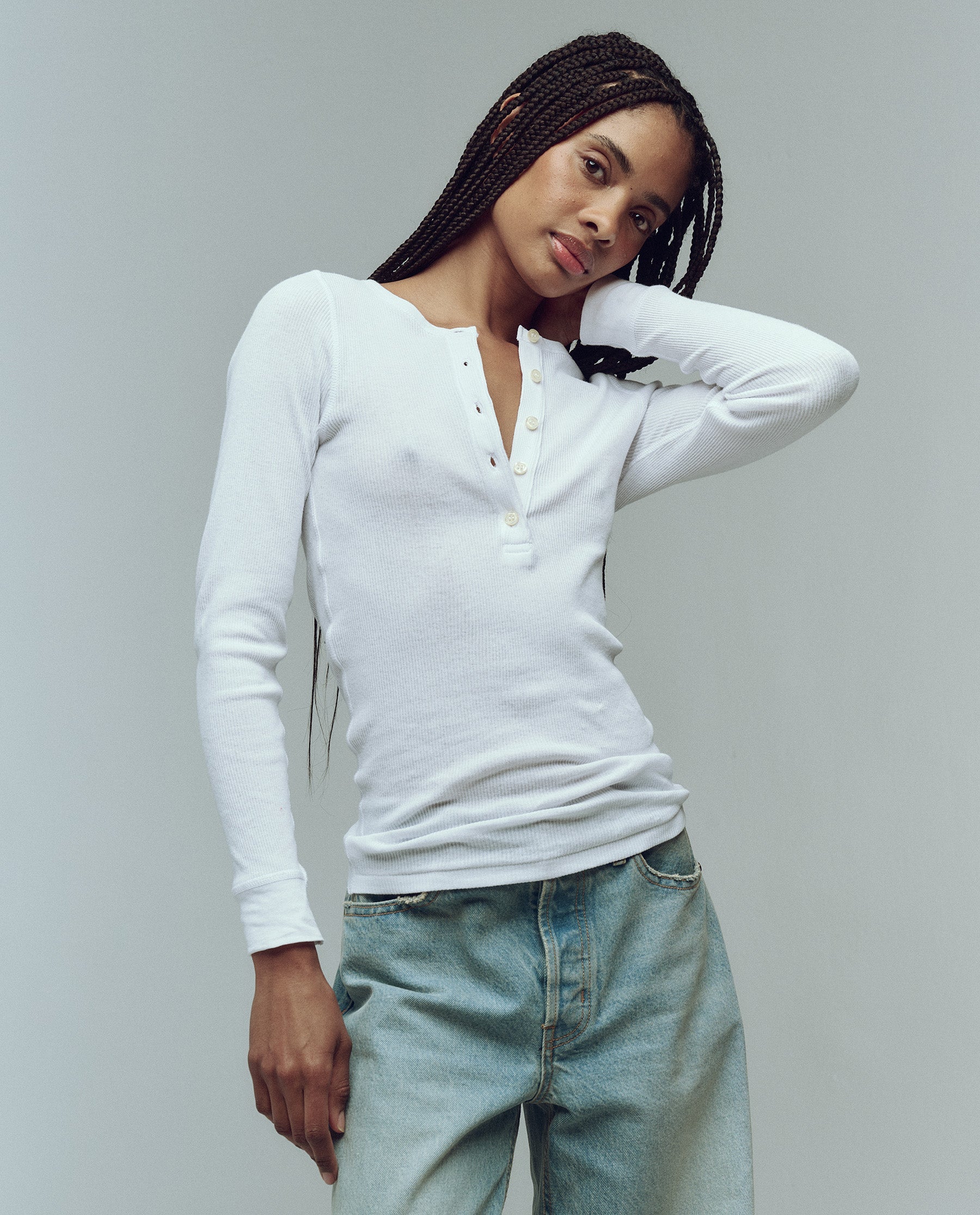 The Baby Rib Henley. -- True White