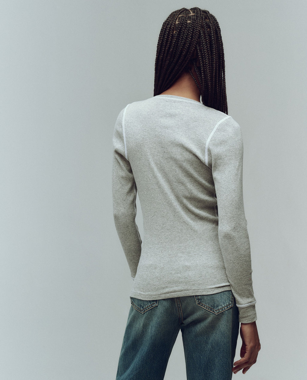 The Baby Rib Henley. -- Heather Grey