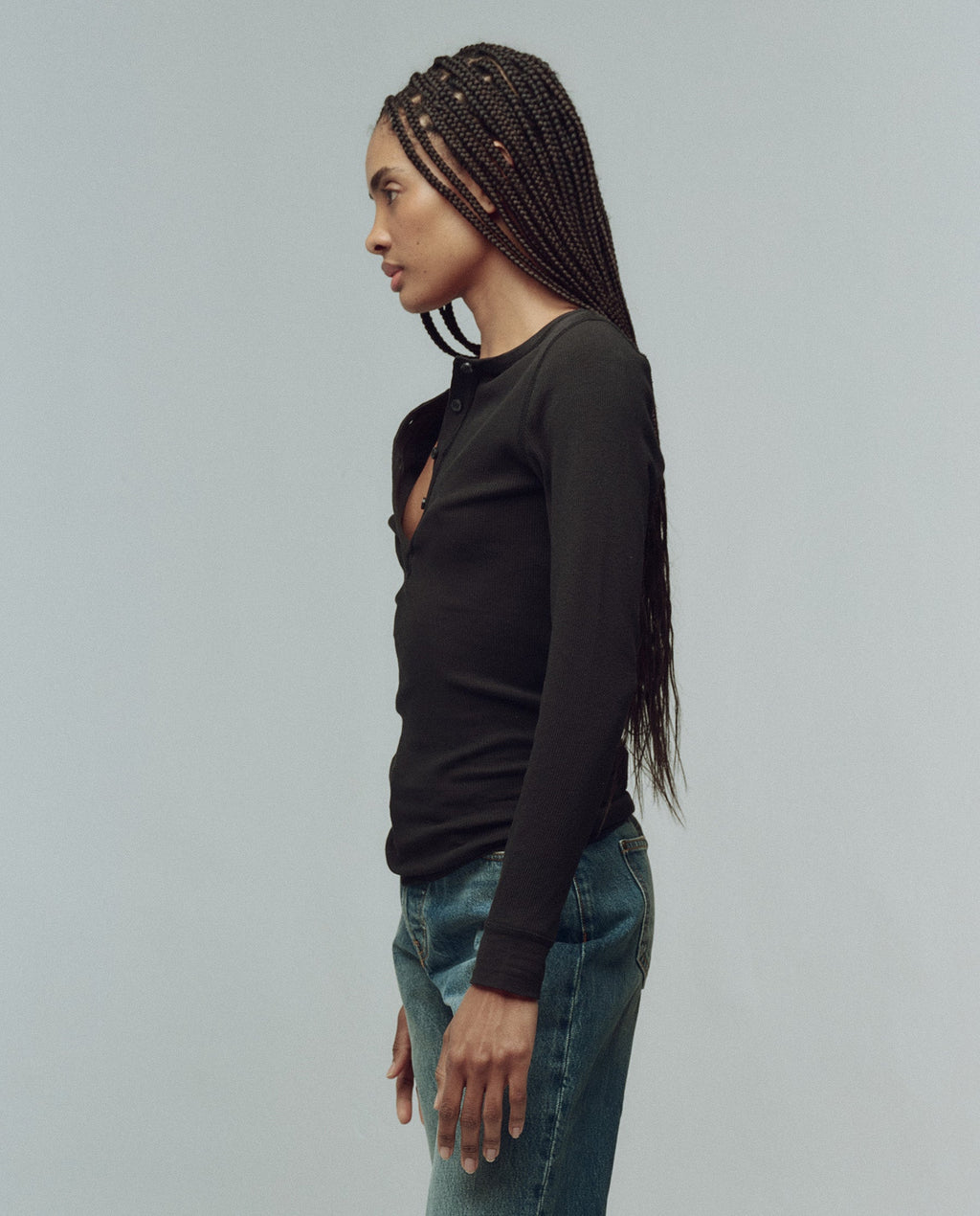 The Baby Rib Henley. -- Almost Black