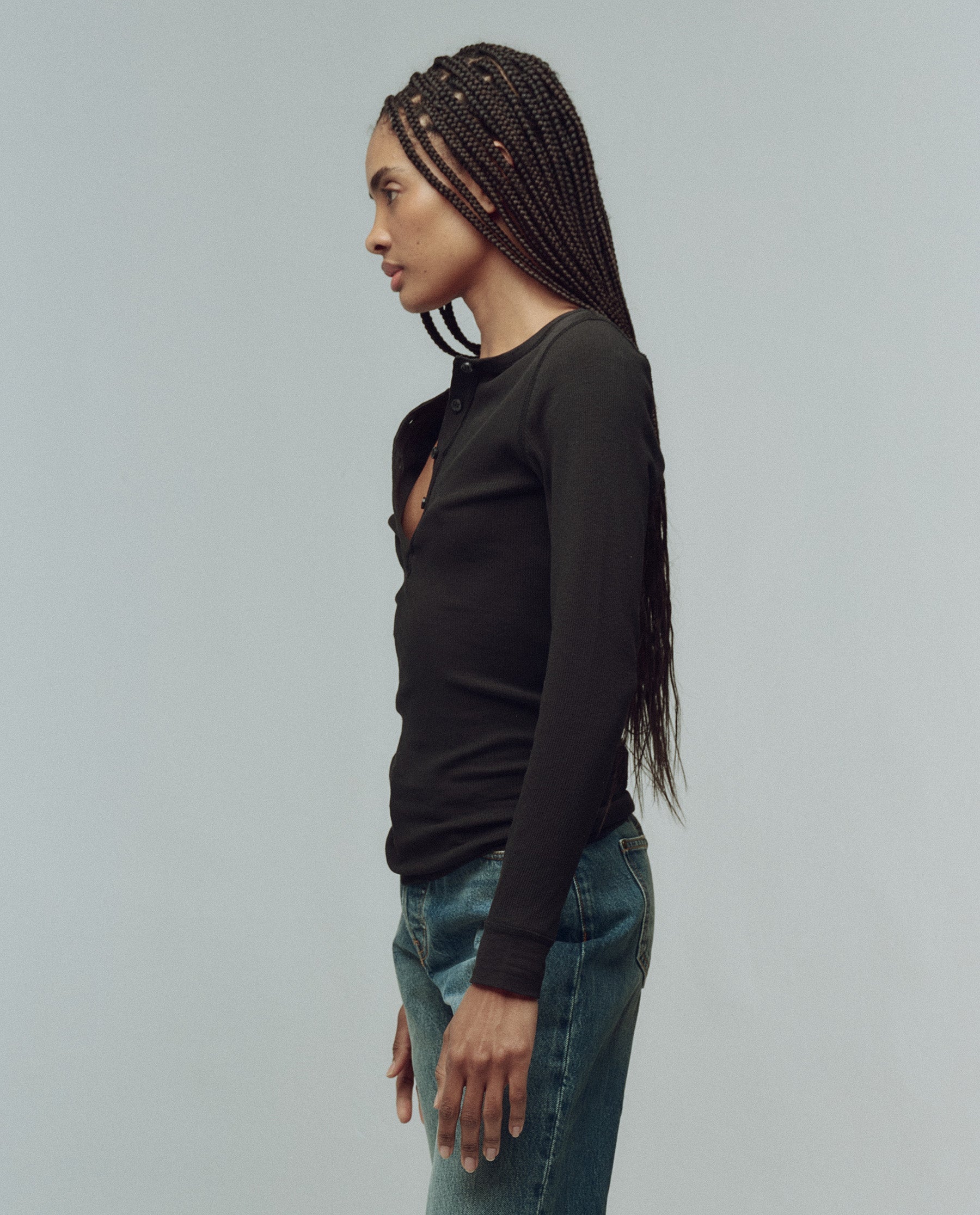 The Baby Rib Henley. -- Almost Black