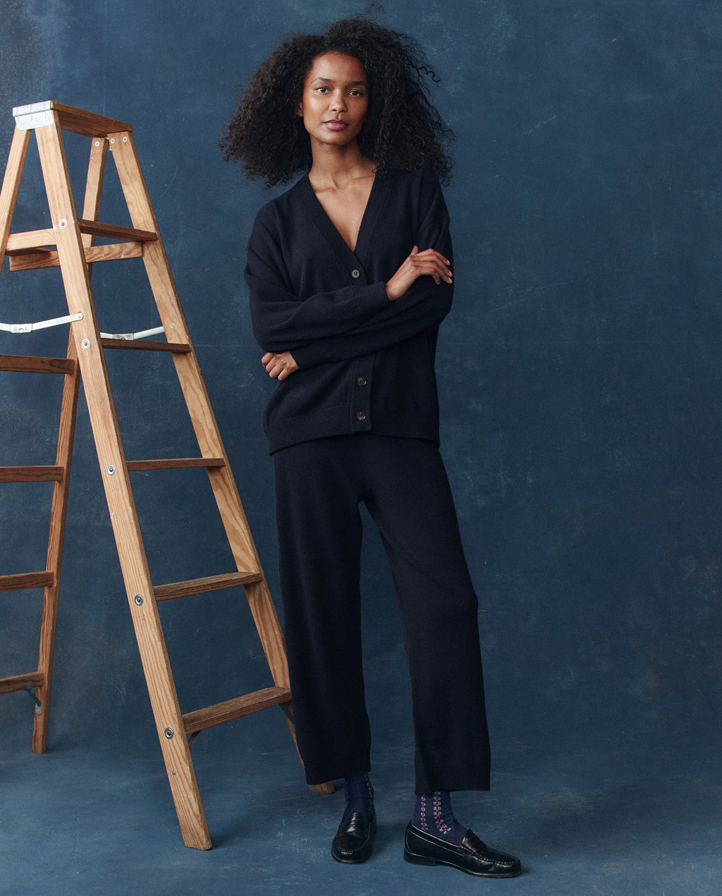 The Cashmere Slouch Cardigan. -- Navy