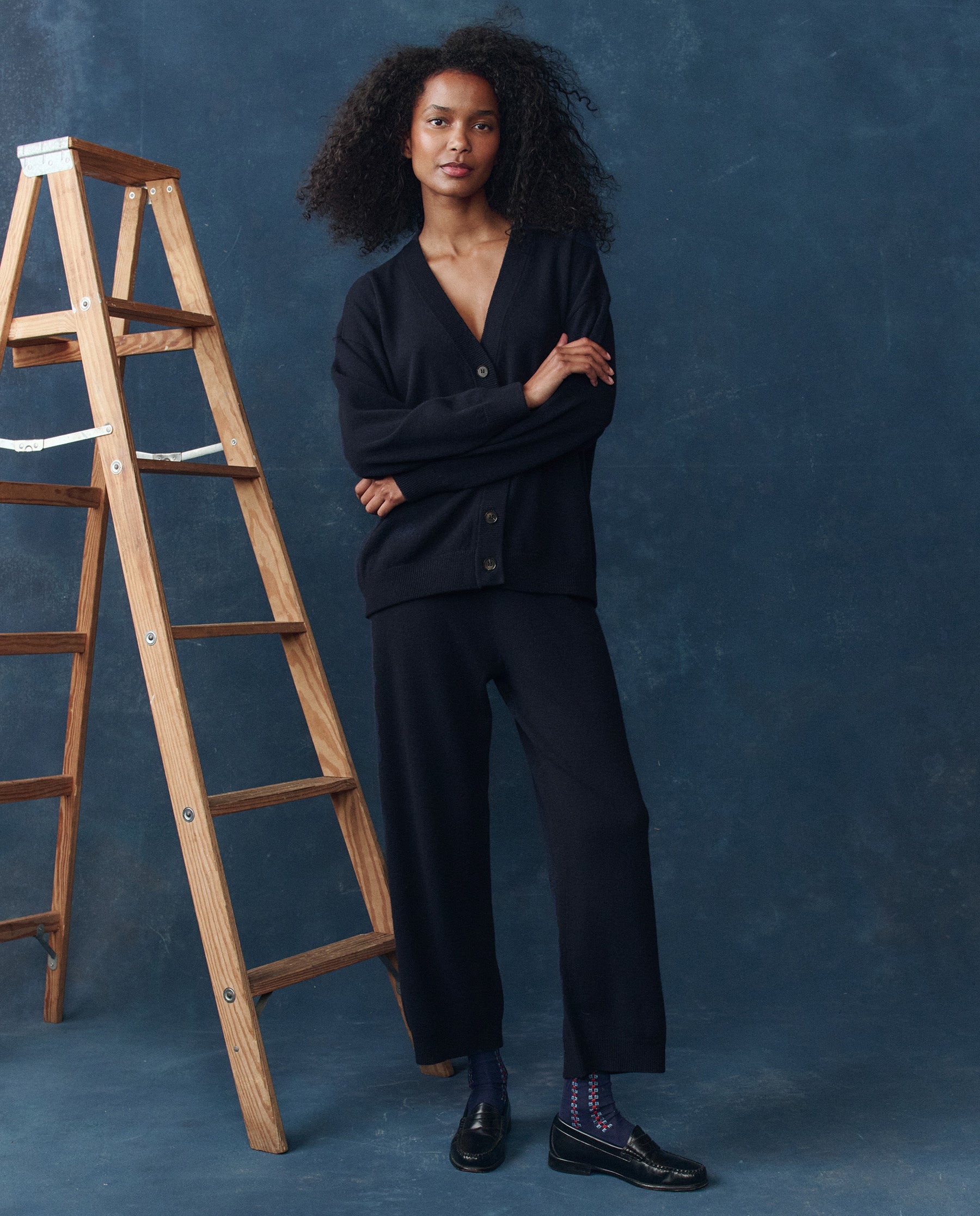 The Cashmere Slouch Cardigan. -- Navy