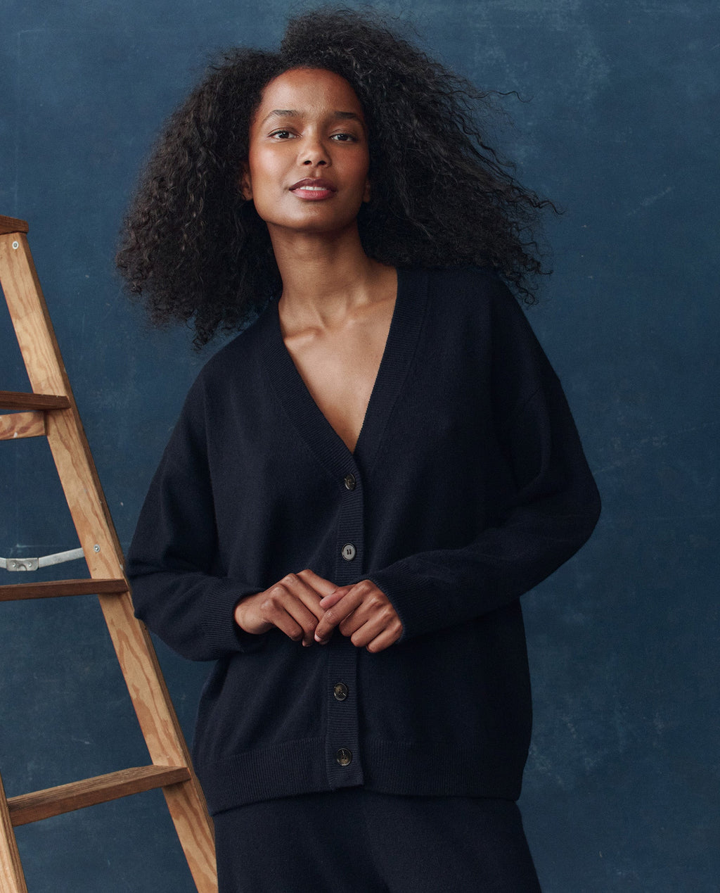 The Cashmere Slouch Cardigan. -- Navy