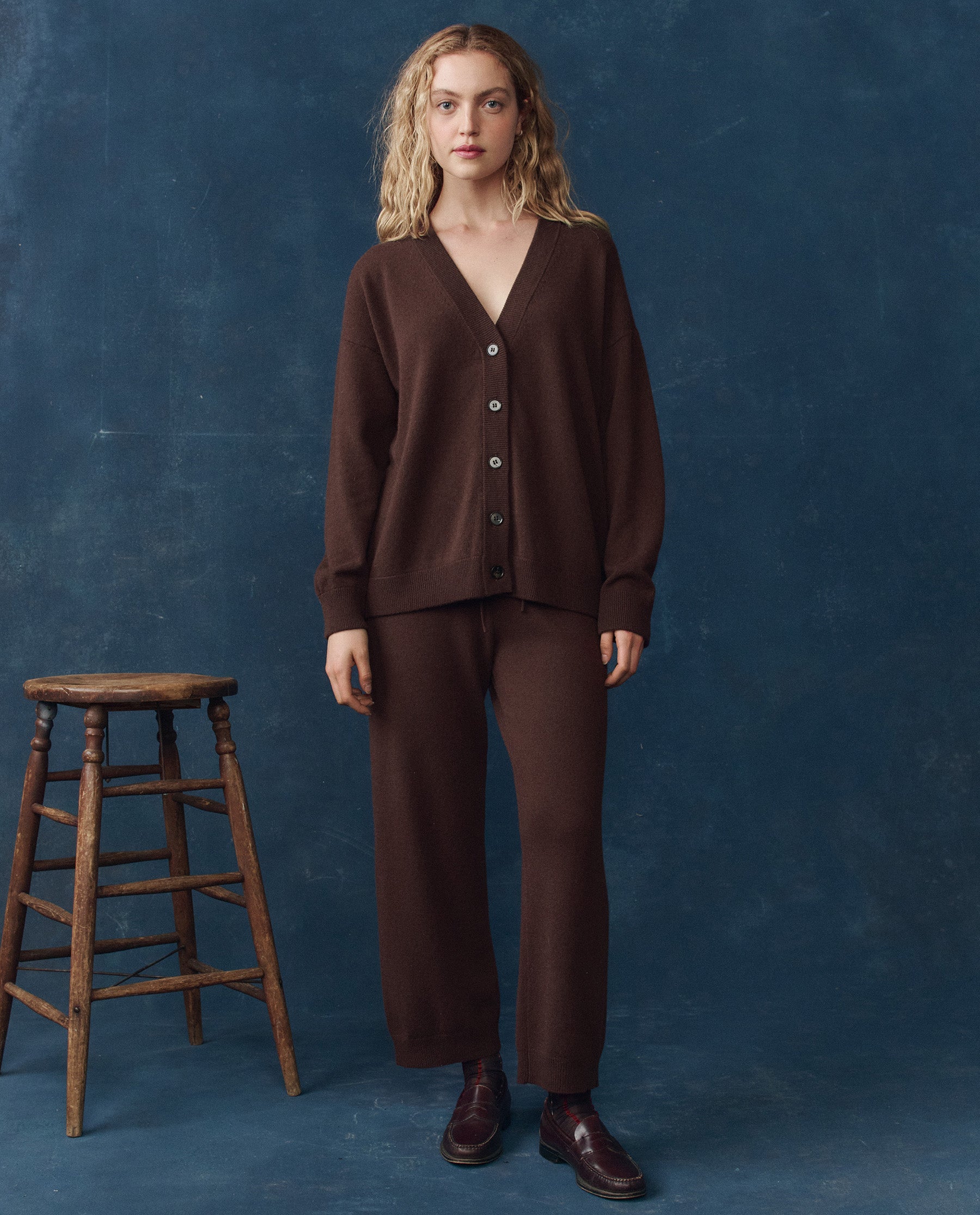 The Cashmere Slouch Cardigan. -- Chocolate