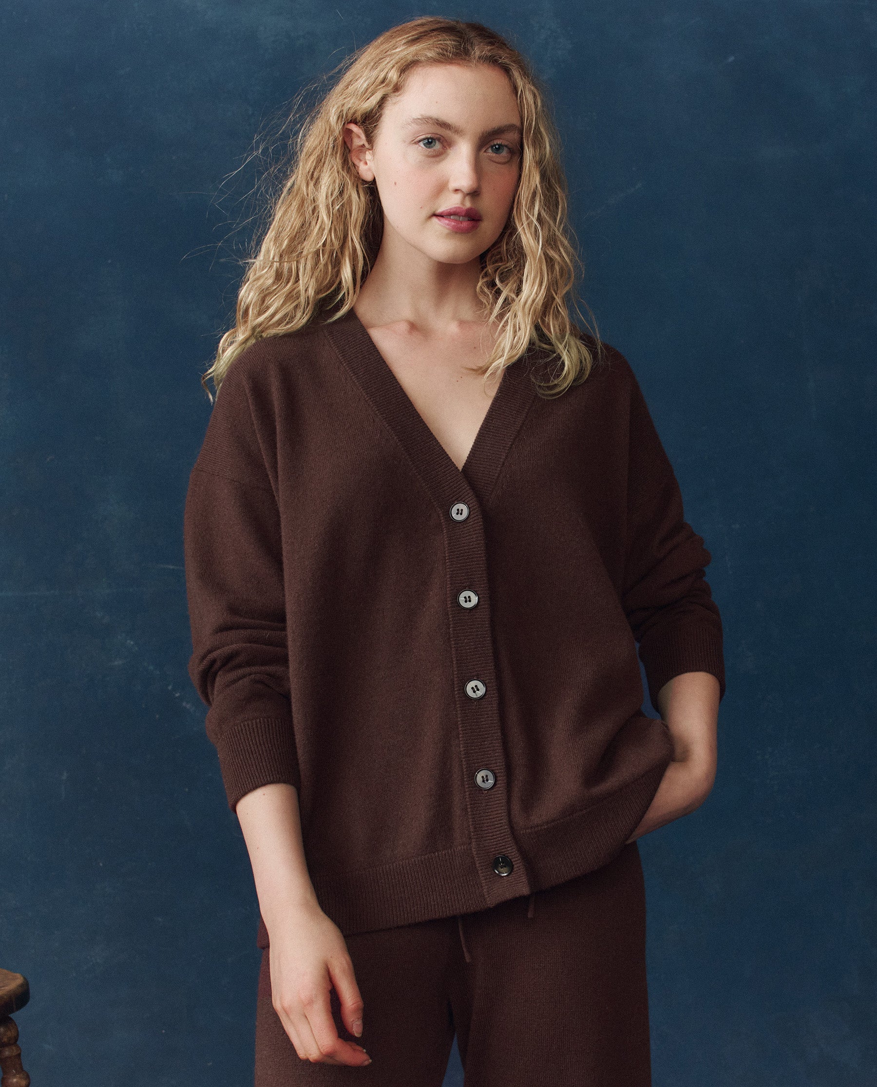 The Cashmere Slouch Cardigan. -- Chocolate