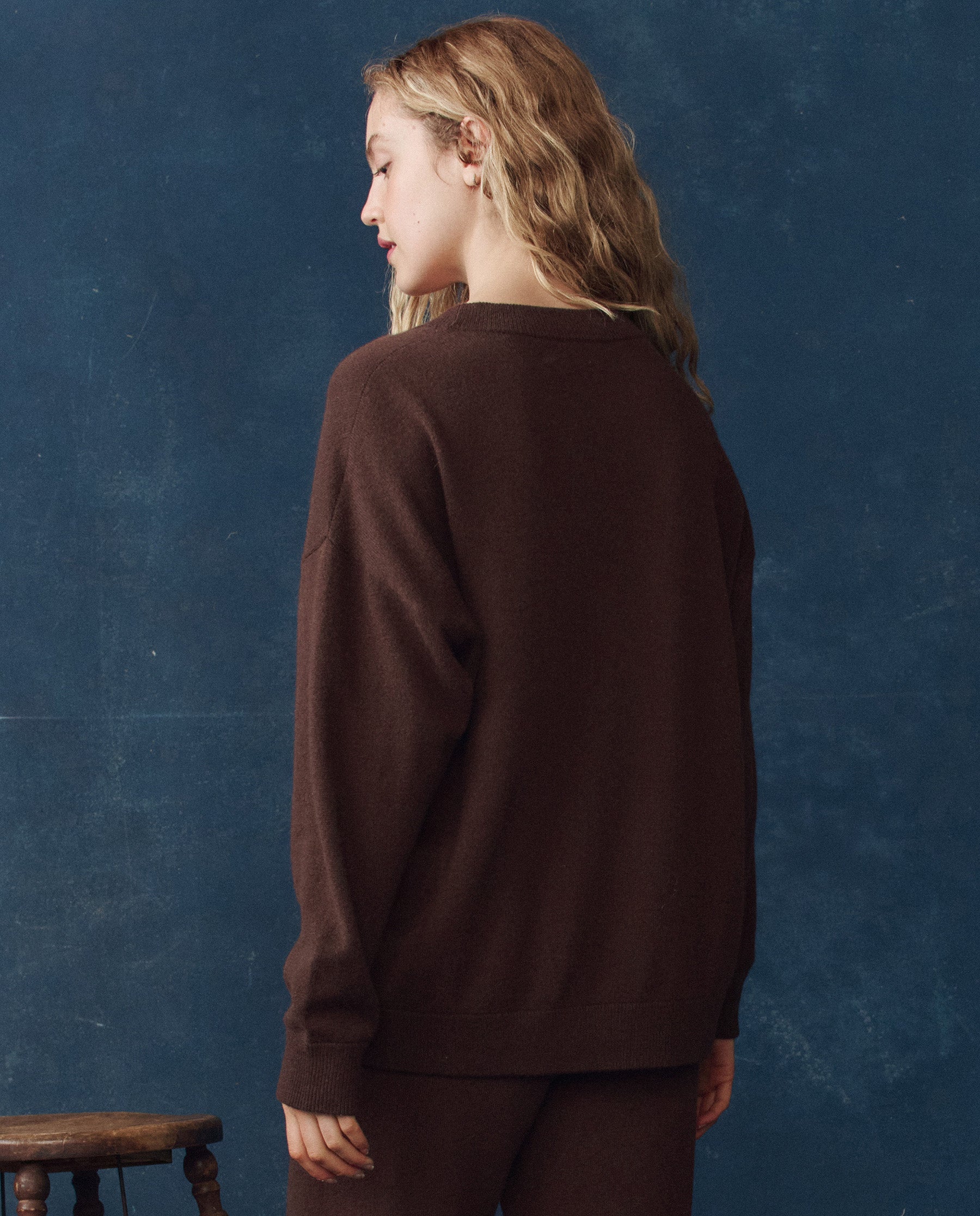 The Cashmere Slouch Cardigan. -- Chocolate