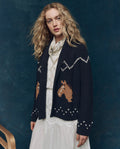The Horse Lodge Cardigan. -- Navy