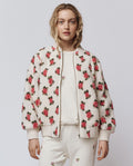 The Zip Front Plush Bomber. -- Cream Rose