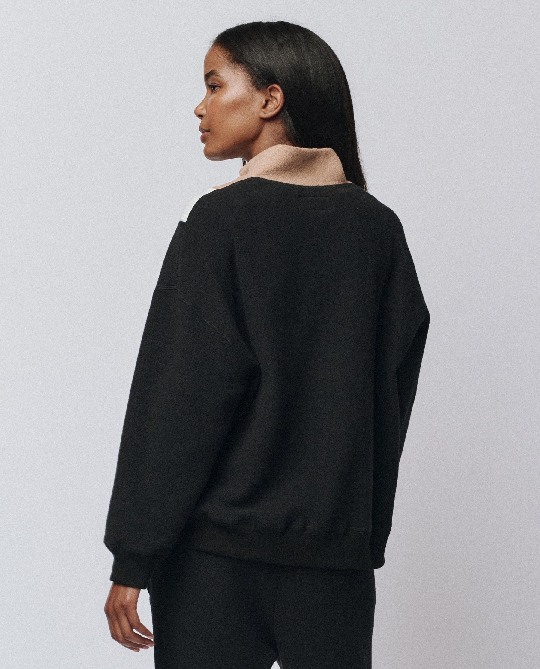 The Colorblock Plush Chalet Sweatshirt. -- Almost Black