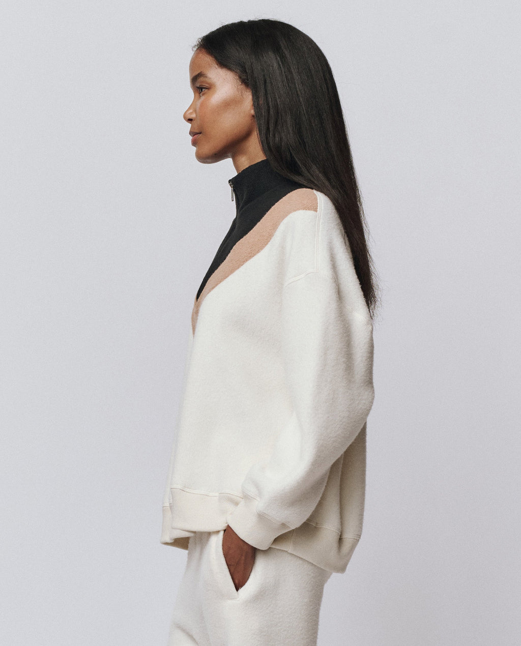 The Colorblock Plush Chalet Sweatshirt. -- Washed White