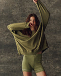 The Fleece Slouch Sweatshirt. Solid -- Army