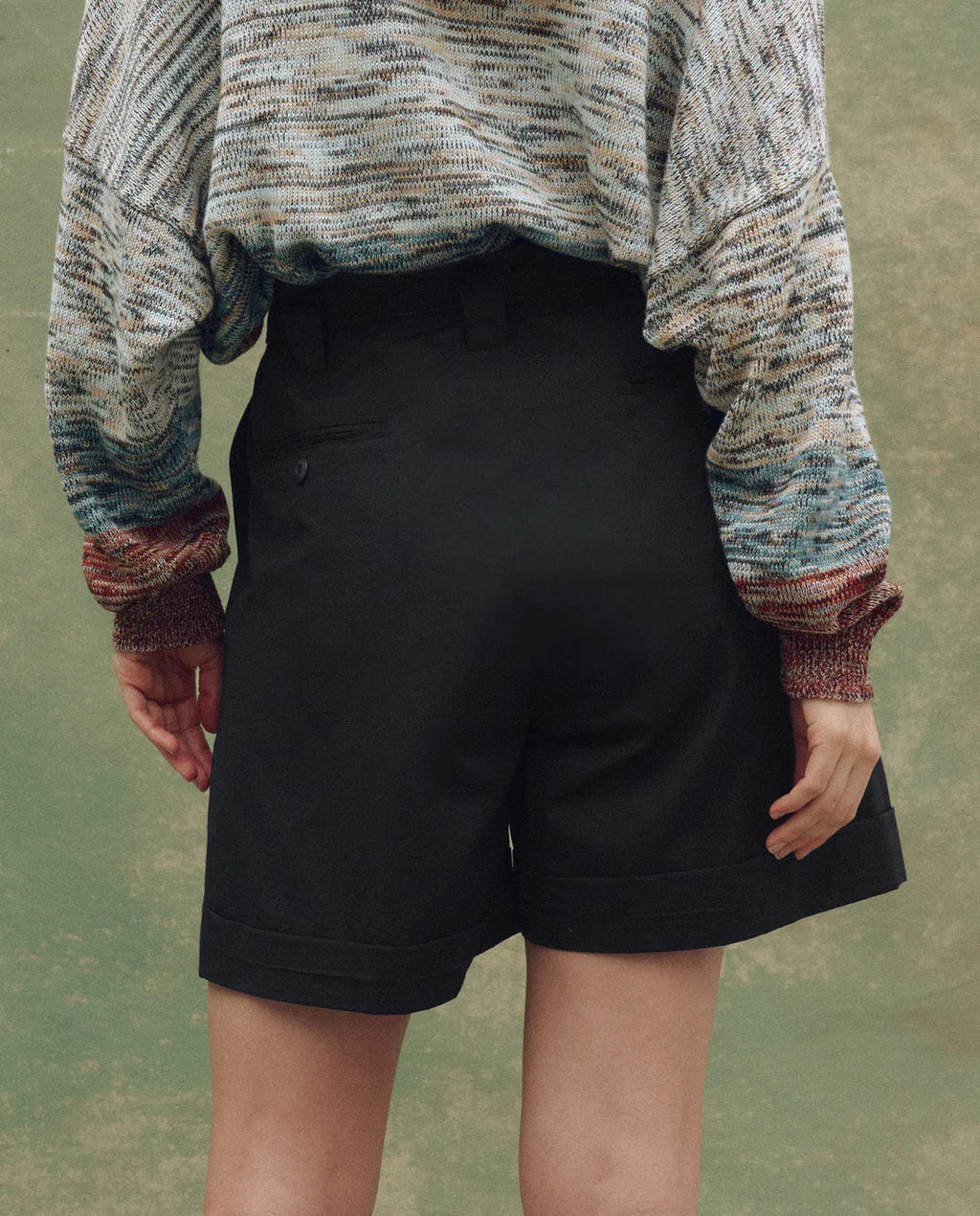 The Pleated Trouser Short. -- Black