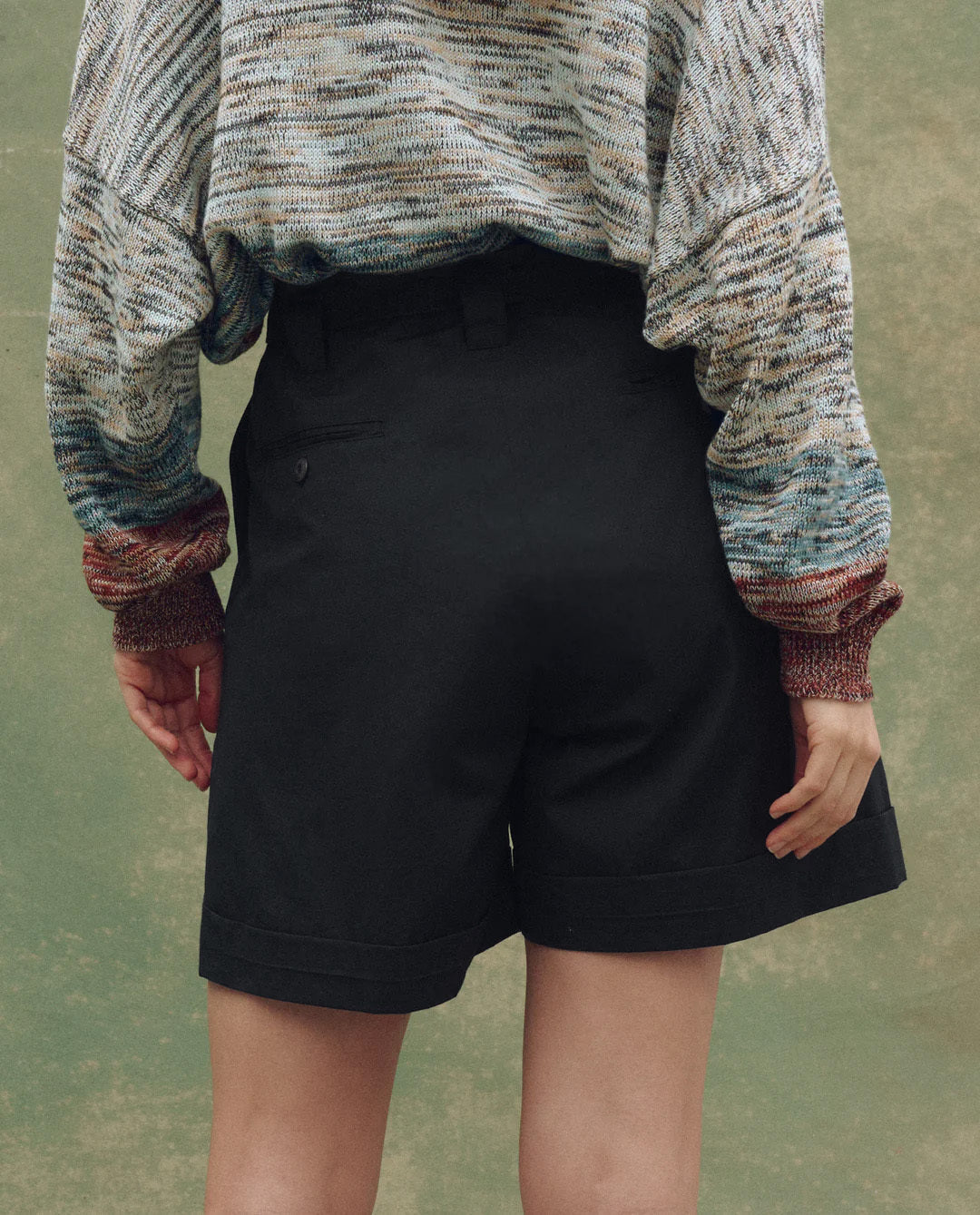 The Pleated Trouser Short. -- Black