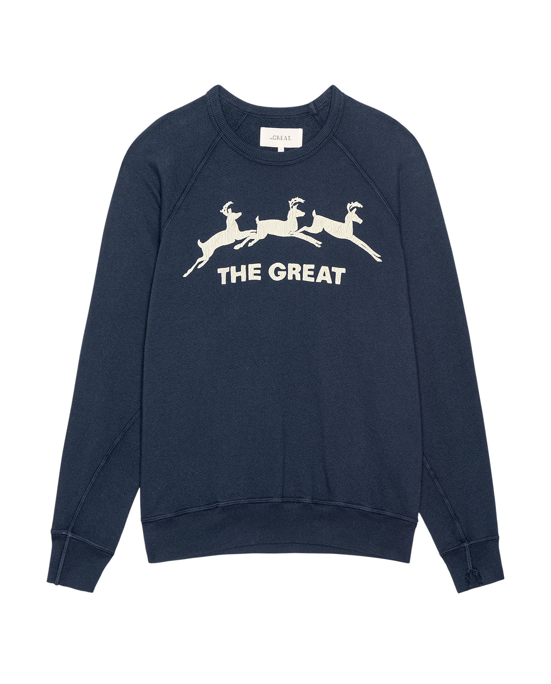 The Men's College Sweatshirt. Graphic -- Navy with Deer Graphic