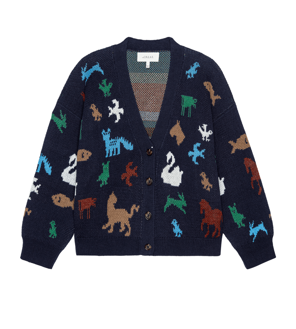 The Pictograph Slouch Cardigan. -- Navy