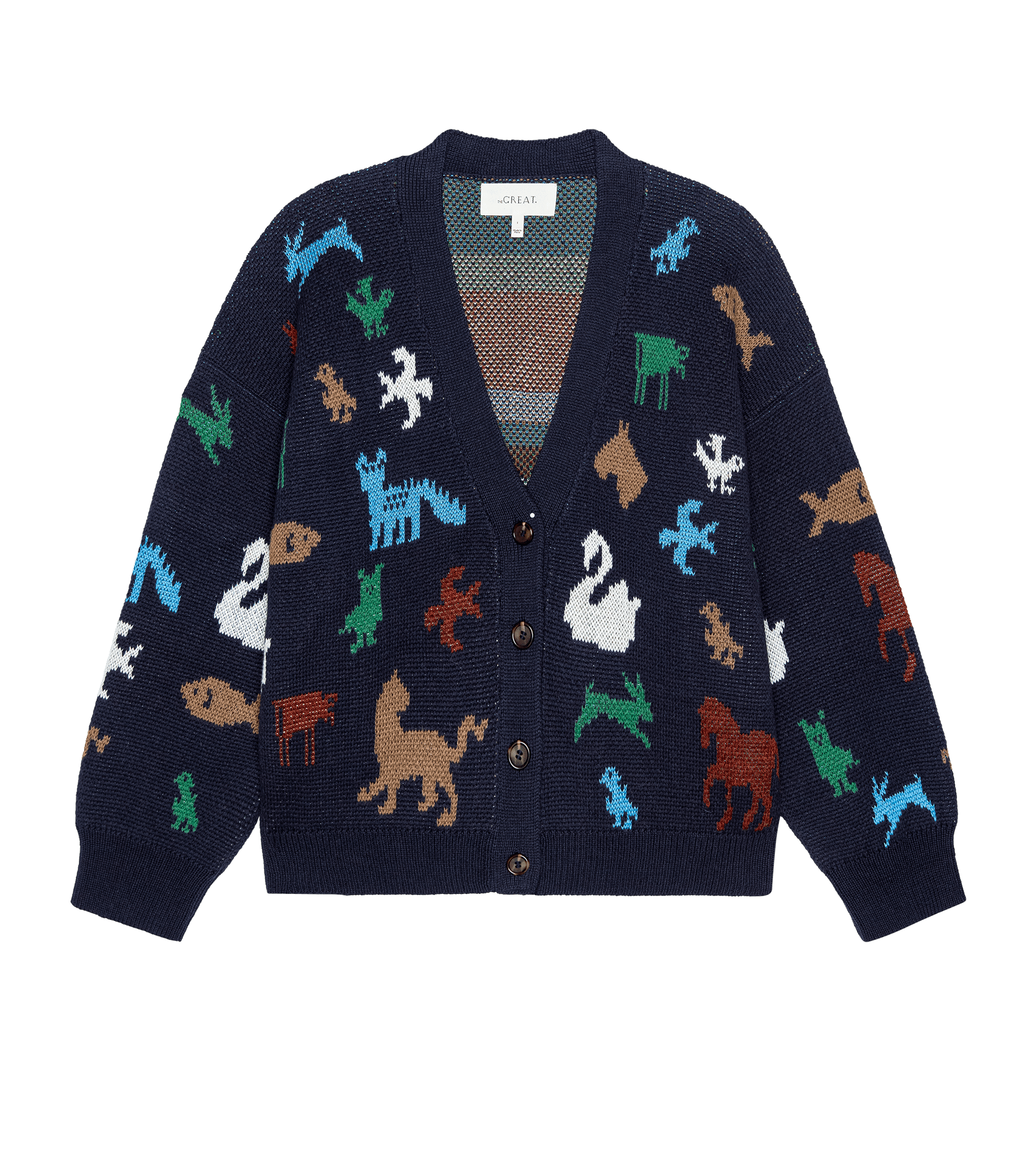 The Pictograph Slouch Cardigan. -- Navy