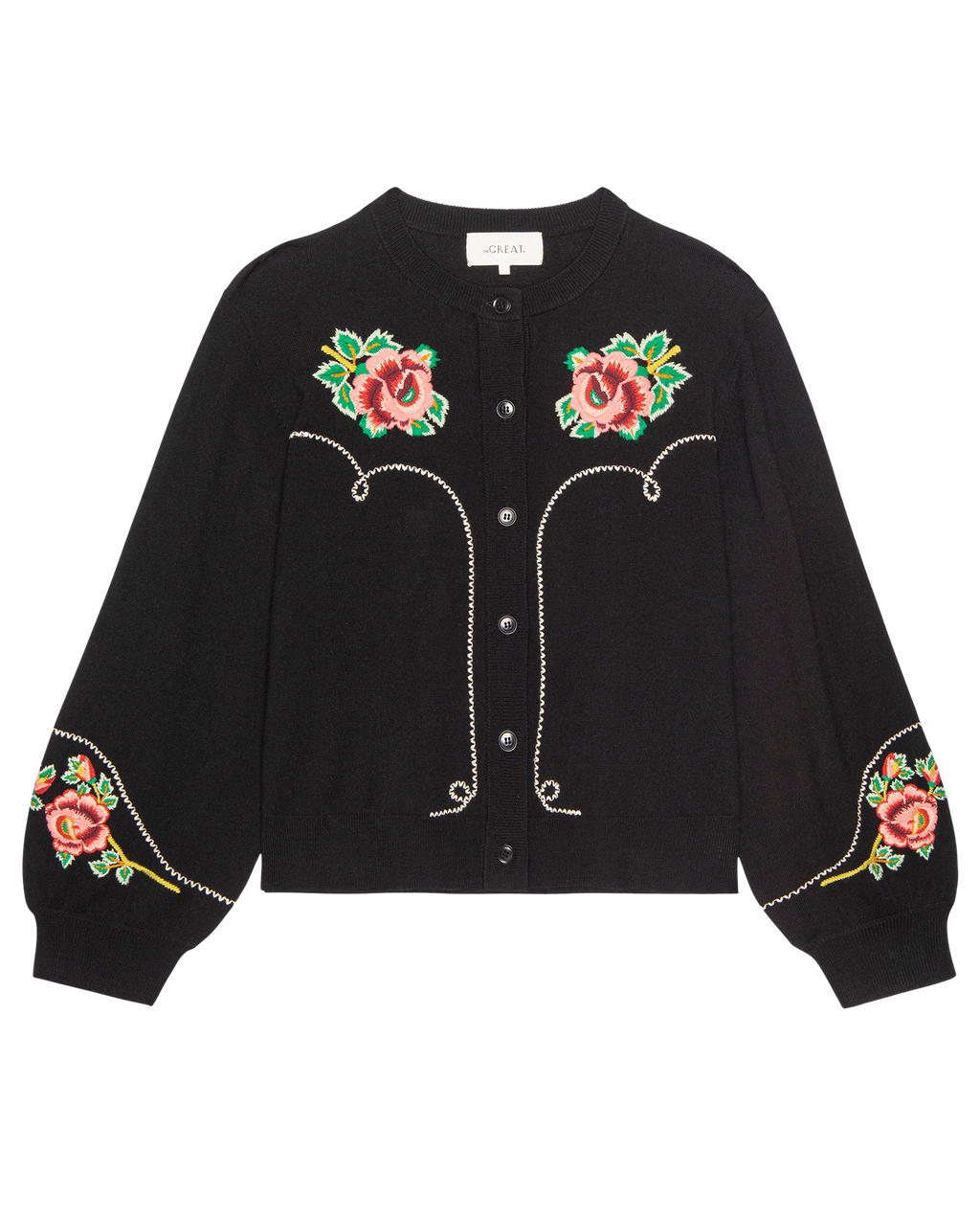 The Heirloom Rose Western Cardigan. -- Black