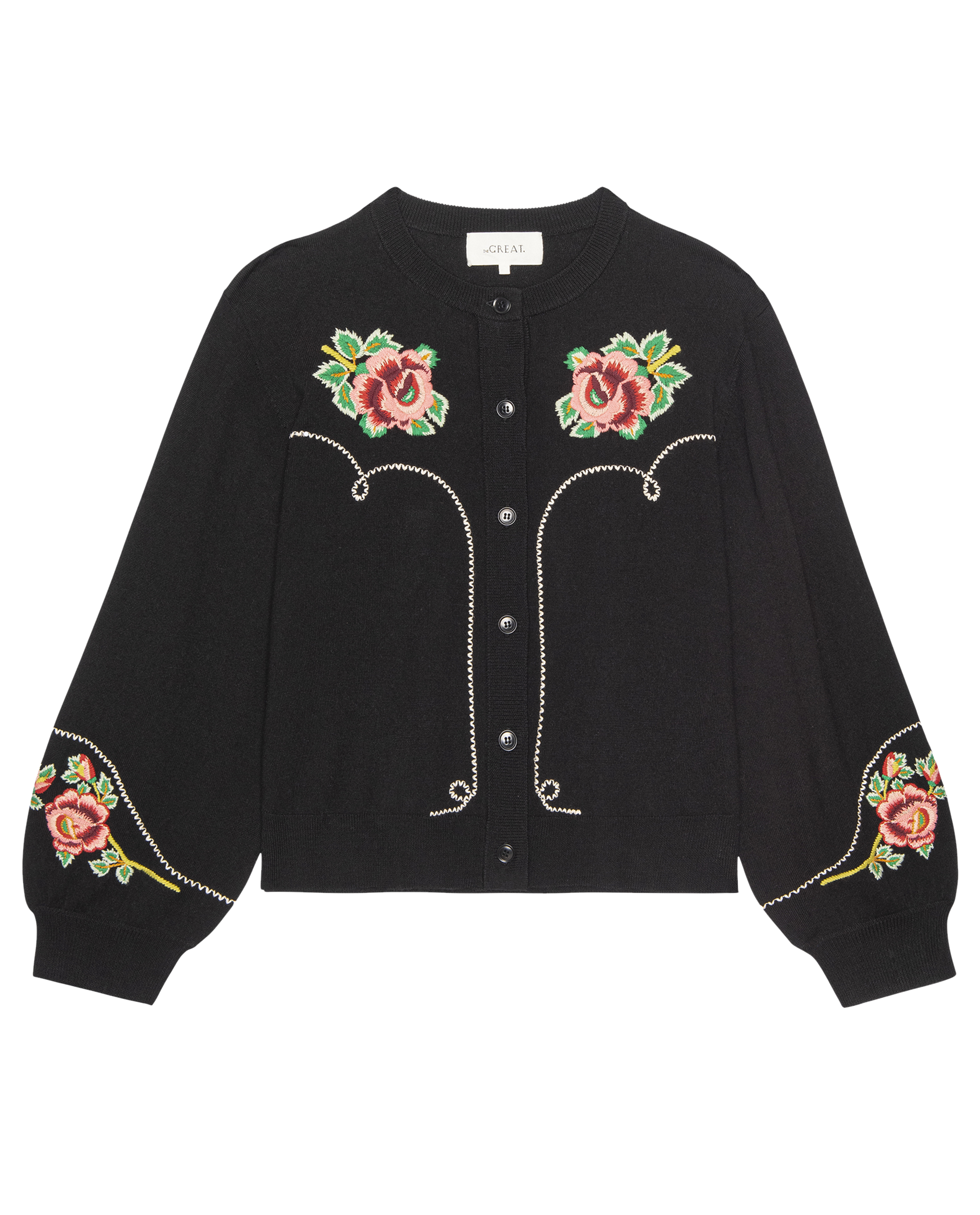 The Heirloom Rose Western Cardigan. -- Black